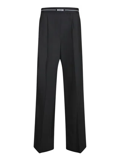 MSGM BLACK ELASTICIZED TROUSERS