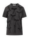 Msgm Black Embellished Crew Neck T-shirt In Black