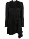 Msgm Monogram Print Wrap Design Asymmetric Hem Dress In Black