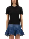 Msgm Black Graphic Crew Neck T-shirt In Black