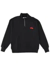 Msgm Quarter-zip Rabbit Sweatshirt In Black