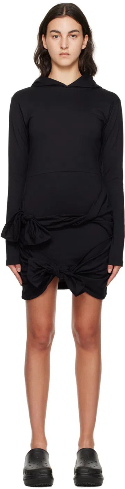 Msgm Black Hooded Minidress In 99 Black