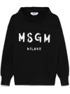 Msgm Black Hoodie With Long Raglan Sleeves In Black