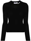 Msgm Intarsia-logo Knitted Top In Black