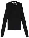 Msgm Fitted Long-sleeve Ribbed Top With Structured Shoulders In Black