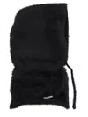 Msgm Textured Drawstring Hat In Faux Fur In Black