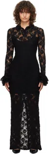 Msgm Black Lace Maxi Dress In 99 Black