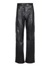 Msgm Black Leather-like Pants In Black