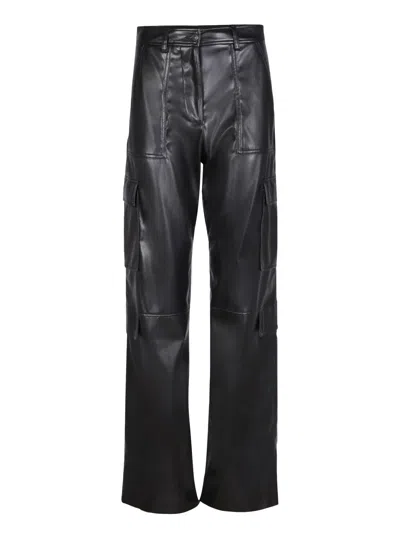 Msgm Black Leather-like Pants