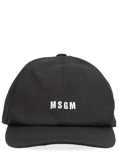 MSGM MEN BLACK LOGO BASEBALL HAT