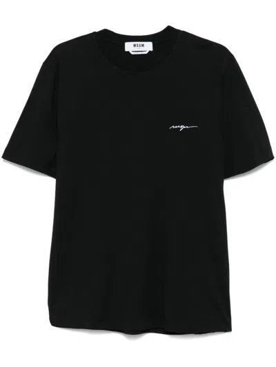 MSGM BLACK LOGO COTTON T-SHIRT