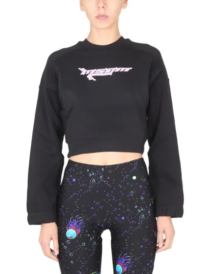 Msgm Black Logo Crew Neck Sweatshirt