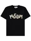 Msgm Black Logo Crew Neck T-shirt In Black