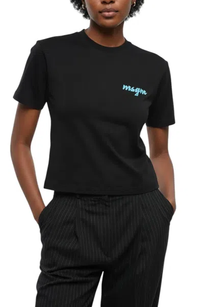 Msgm Logo-print Short-sleeve T-shirt In Black