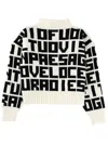 Msgm Black Virgin Wool-blend Lettered Sweater In White