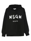 Msgm Black Cotton Crewneck Sweatshirt With Logo In Black