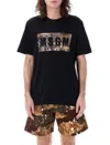 Msgm Camouflage Print Logo T-shirt In Black