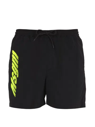 MSGM MEN BLACK LOGO SWIM SHORTS, XL LUXURY SWIMWEAR FOR MEN DARVEYS