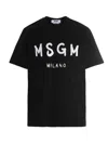 Msgm Cotton T-shirt With Front Printed Logo In Black