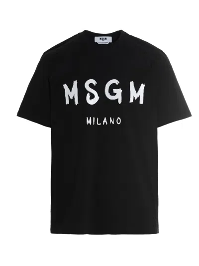 MSGM MEN BLACK LOGO T-SHIRT, M LUXURY T-SHIRTS FOR MEN DARVEYS
