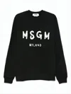 Msgm Black Long-sleeve Graphic Sweatshirt With Ribbed Details