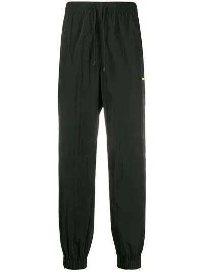 Msgm Black Nylon Trousers In Green
