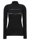Msgm Knitwear Sweater Organza Insert In Black