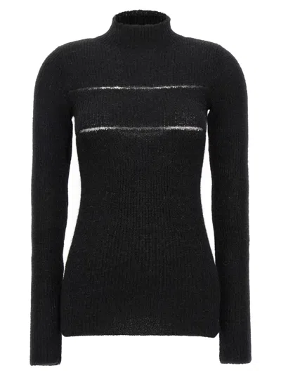 MSGM BLACK ORGANZA INSERT SWEATER
