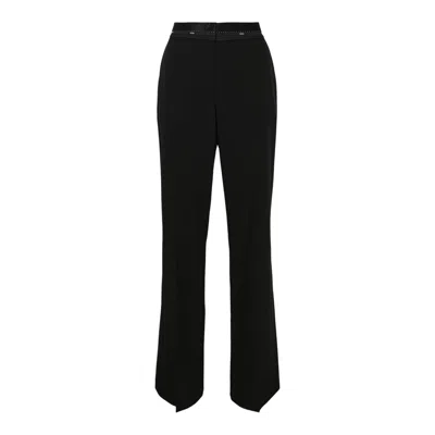 Msgm Black Pants With Logo Belt