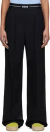 Msgm Tailored Black Trousers With Smooth Finish In Black