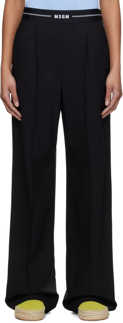Msgm Black Pleated Trousers In 99 Black