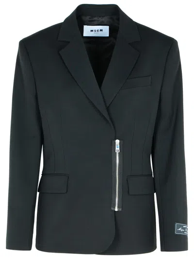 MSGM BLACK POLYESTER BLEND JACKET