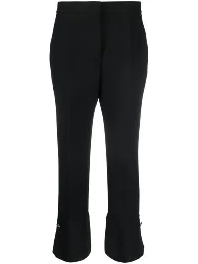 MSGM BLACK PRESSED-CREASE HIGH-WAISTED TROUSERS
