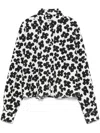 Msgm White Cotton Shirt With Black Floral Print