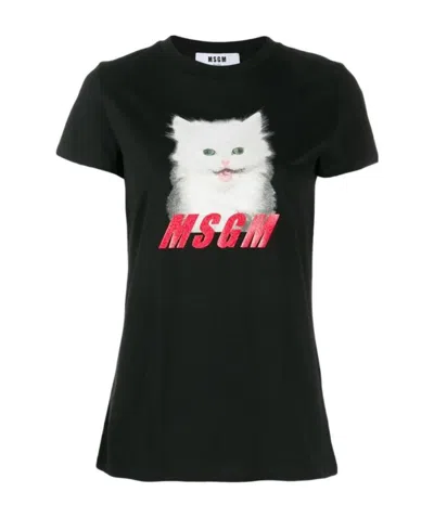 Msgm Black Printed T-shirt