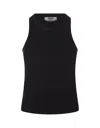Msgm Embroidered-logo Ribbed Tank Top In Black