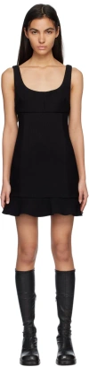 Msgm Black Ruffled Edge Mini Dress In 99 Black
