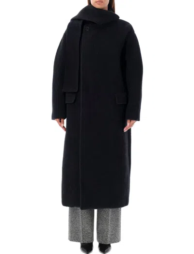 Msgm Black Scarf Coat