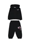 Msgm Black Set For Baby Girl With Pink Logo In Black