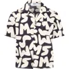 Msgm Black Shirt For Boy With Ivory Logo In Multicolor