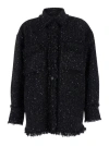Msgm Black Shirt With All-over Multicolor Sequins In Heavy Fabric Woman In Black