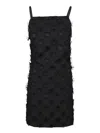 Msgm Short Black Dress With Pearl In Black