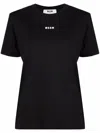 Msgm Black Short-sleeved T-shirt With Logo In Black
