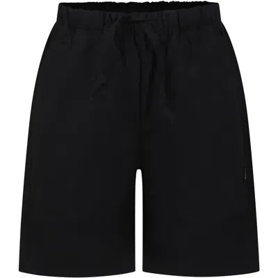 Msgm Kids' Black Shorts For Boy With Logo In Nero