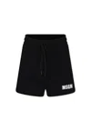 Msgm Black Shorts For Girl With Logo In Black