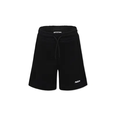 Msgm Black Shorts For Kids With Logo