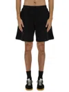 Msgm Black Shorts With Subtle Logo Detail