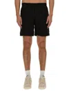 Msgm Black Shorts With Subtle Logo Detail In Black