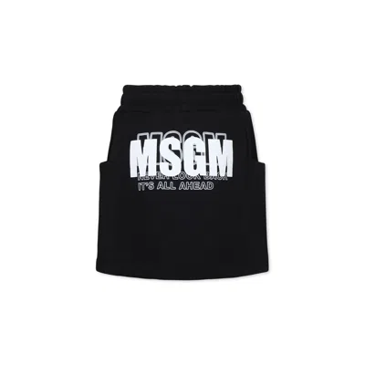 Msgm Kids' Black Skirt For Girl With Logo