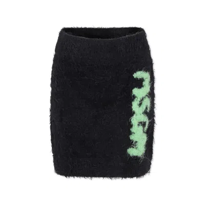 Msgm Kids' Black Skirt For Girl With Logo